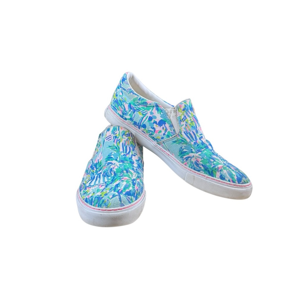 Lilly Pulitzer Julie Canvas Slip On Sneaker In Blue Ibiza Cabana Cocktail